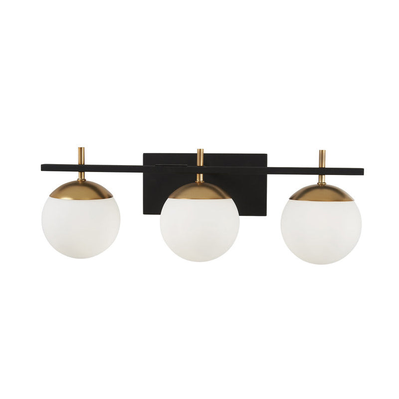 Modern Brass 3 Light Glass Globe Wall Sconce - Doozie Light Studio